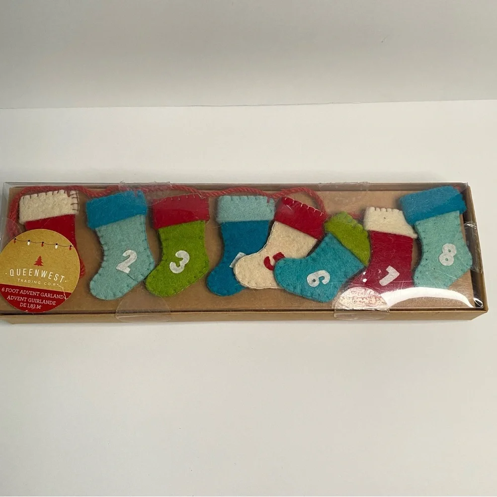 Queenwest Christmas Advent Calendar Garland Multicolored